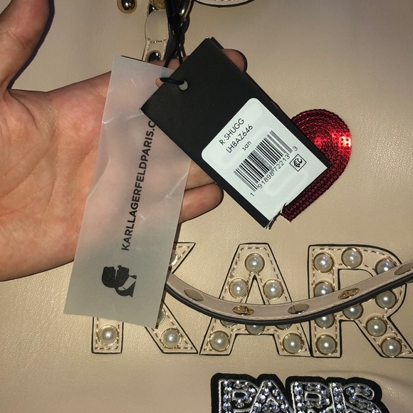 Karl Lagerfeld Shugg Pearly Logo Studded Tote - Picture 3 of 4